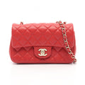 Chanel Shoulder Bag Mini Quilted 20 Red Lambskin Chain