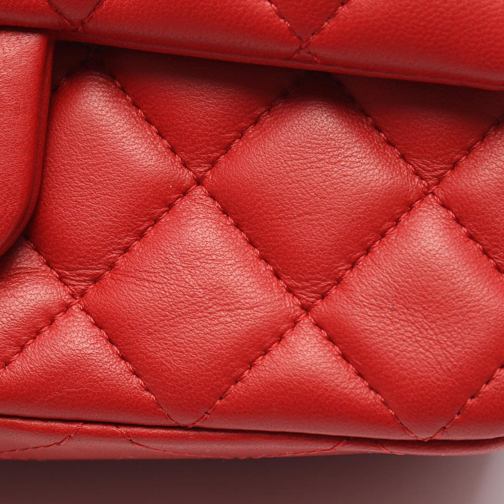 Chanel Shoulder Bag Mini Quilted 20 Red Lambskin Chain — view 6