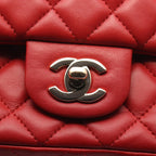 Chanel Shoulder Bag Mini Quilted 20 Red Lambskin Chain — view 8