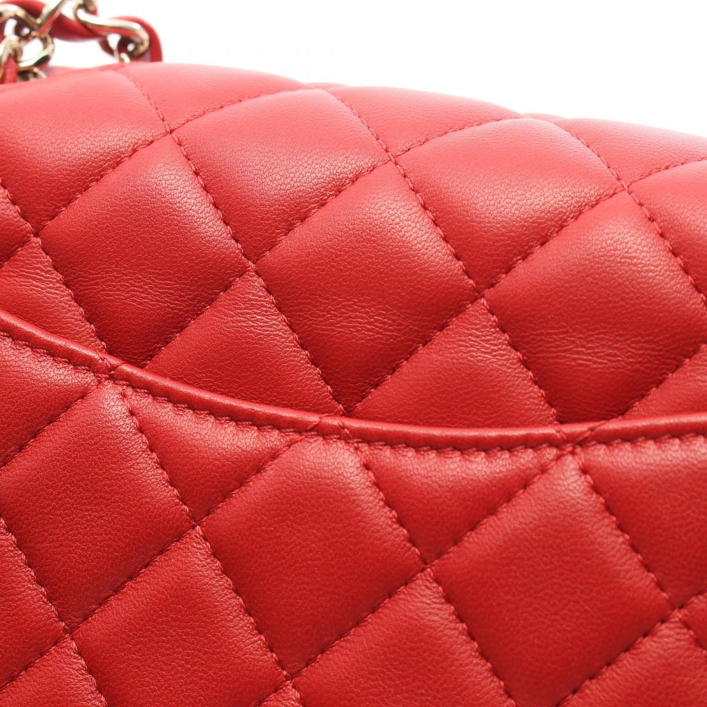 Chanel Shoulder Bag Mini Quilted 20 Red Lambskin Chain — view 7