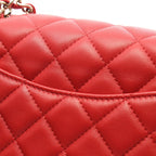 Chanel Shoulder Bag Mini Quilted 20 Red Lambskin Chain — view 7