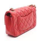 Chanel Shoulder Bag Mini Quilted 20 Red Lambskin Chain — view 2