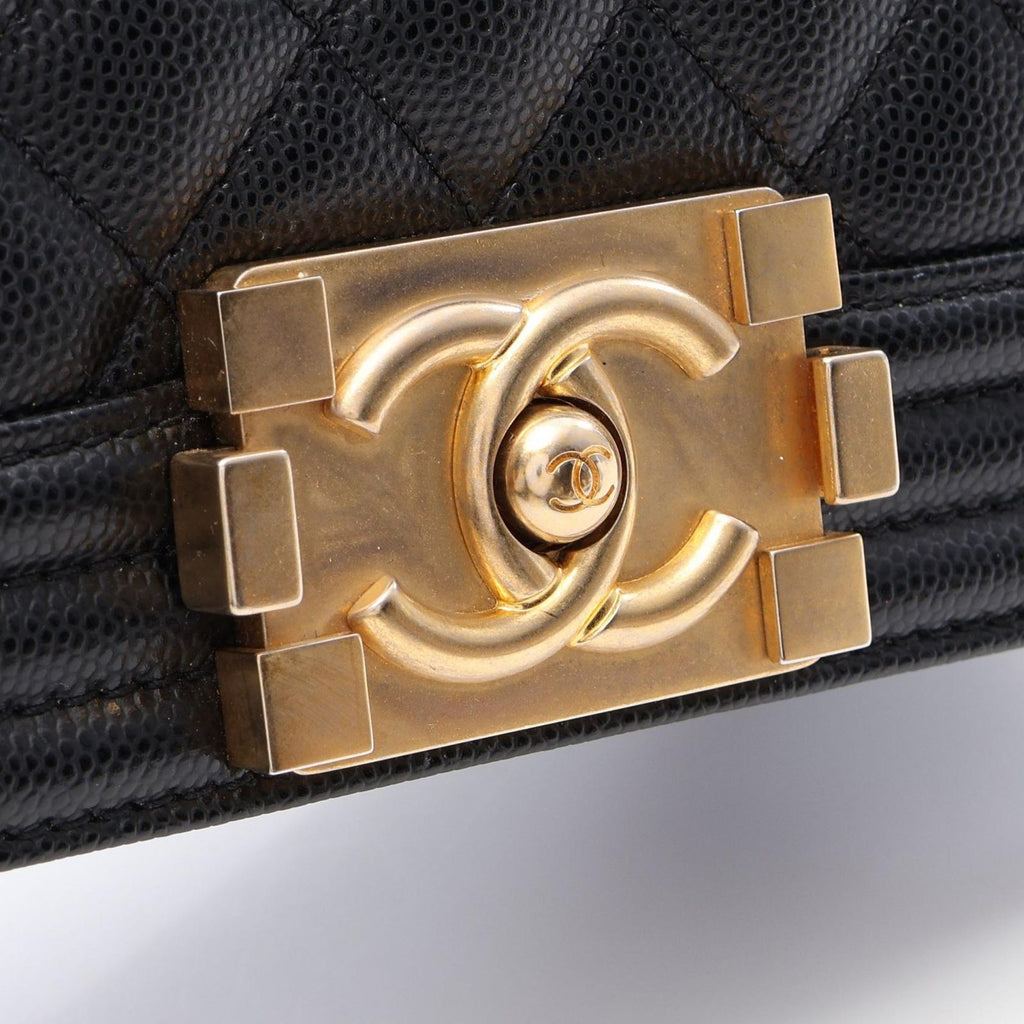 Chanel Shoulder Bag Boy Small Black Caviar Leather Chain — view 7