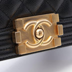 Chanel Shoulder Bag Boy Small Black Caviar Leather Chain — view 7
