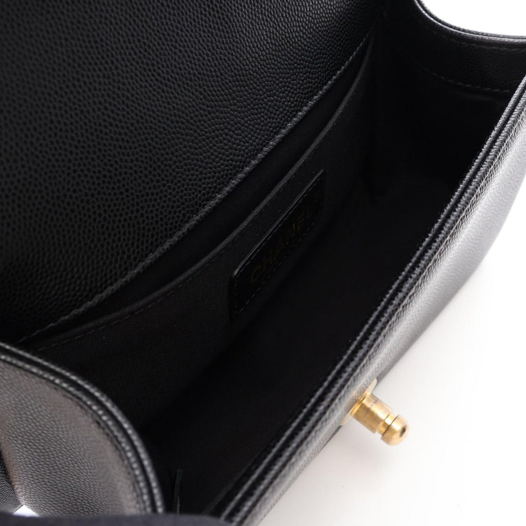 Chanel Shoulder Bag Boy Small Black Caviar Leather Chain — view 3