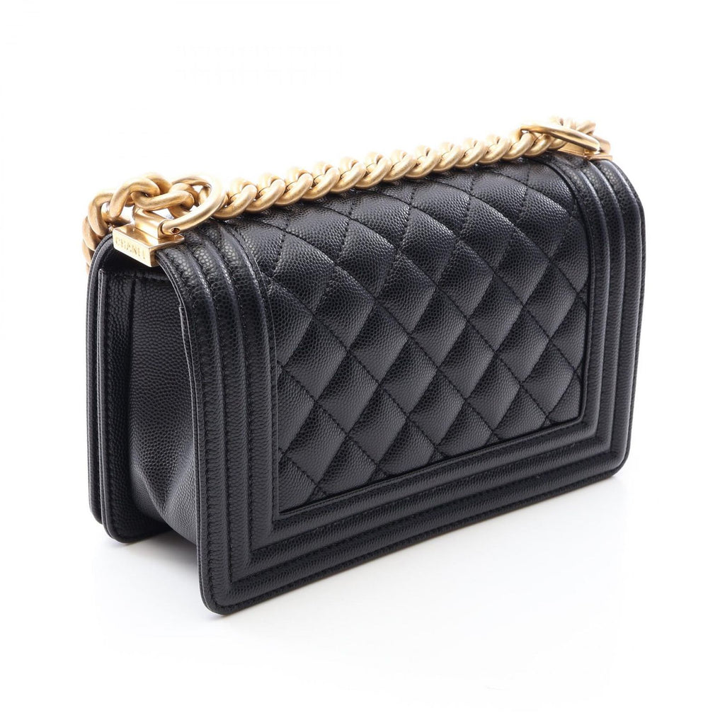 Chanel Shoulder Bag Boy Small Black Caviar Leather Chain — view 2