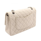 Chanel Shoulder Bag Quilted Double Flap Light Gray Lambskin Chain — view 2