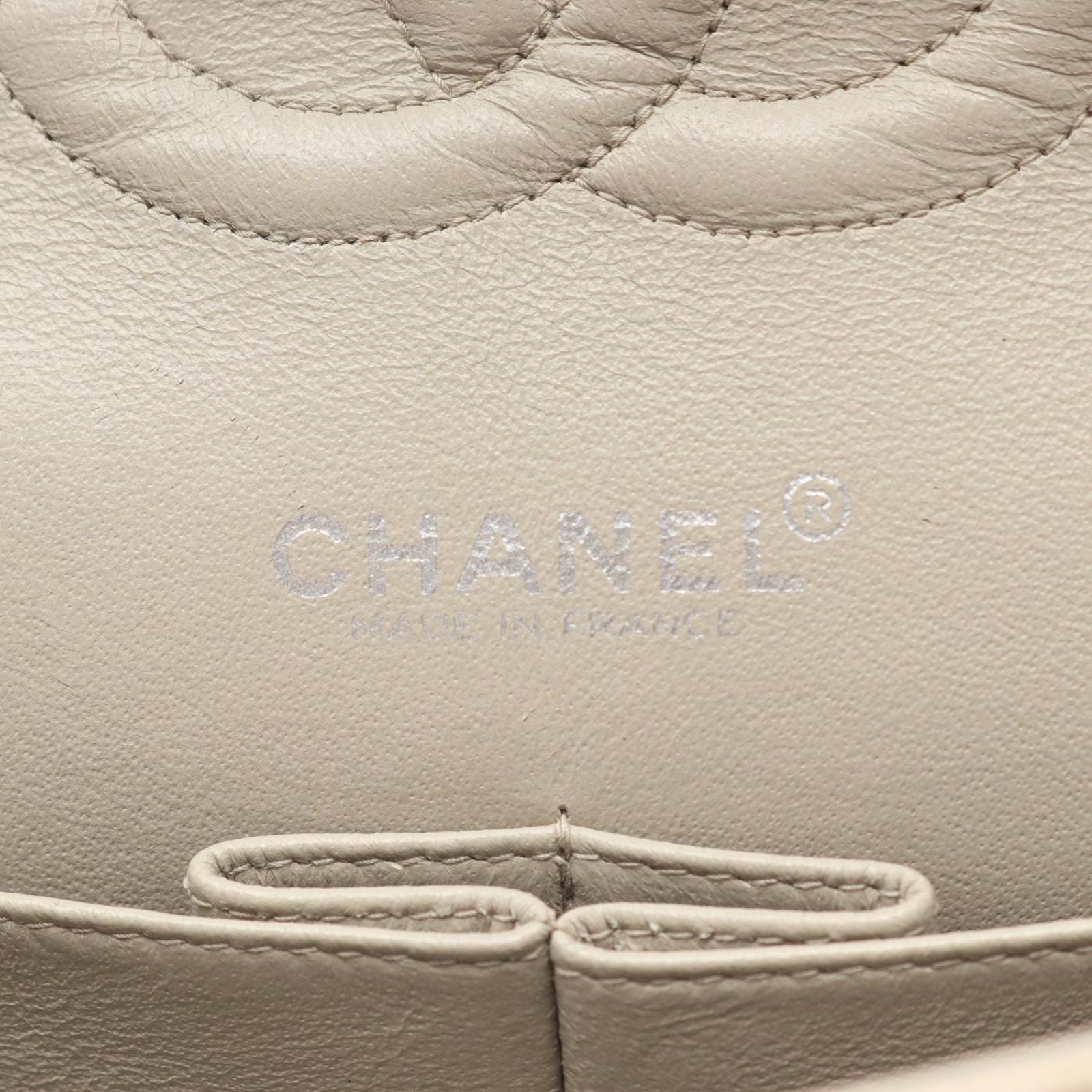 Chanel Shoulder Bag Quilted Double Flap Light Gray Lambskin Chain — view 4
