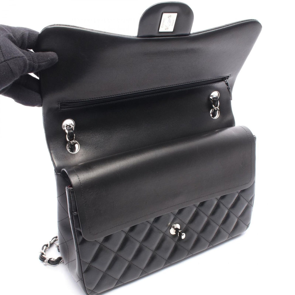 Chanel Shoulder Bag Deca Quilted 30 Classic Large Double Flap Black Lambskin — view 7