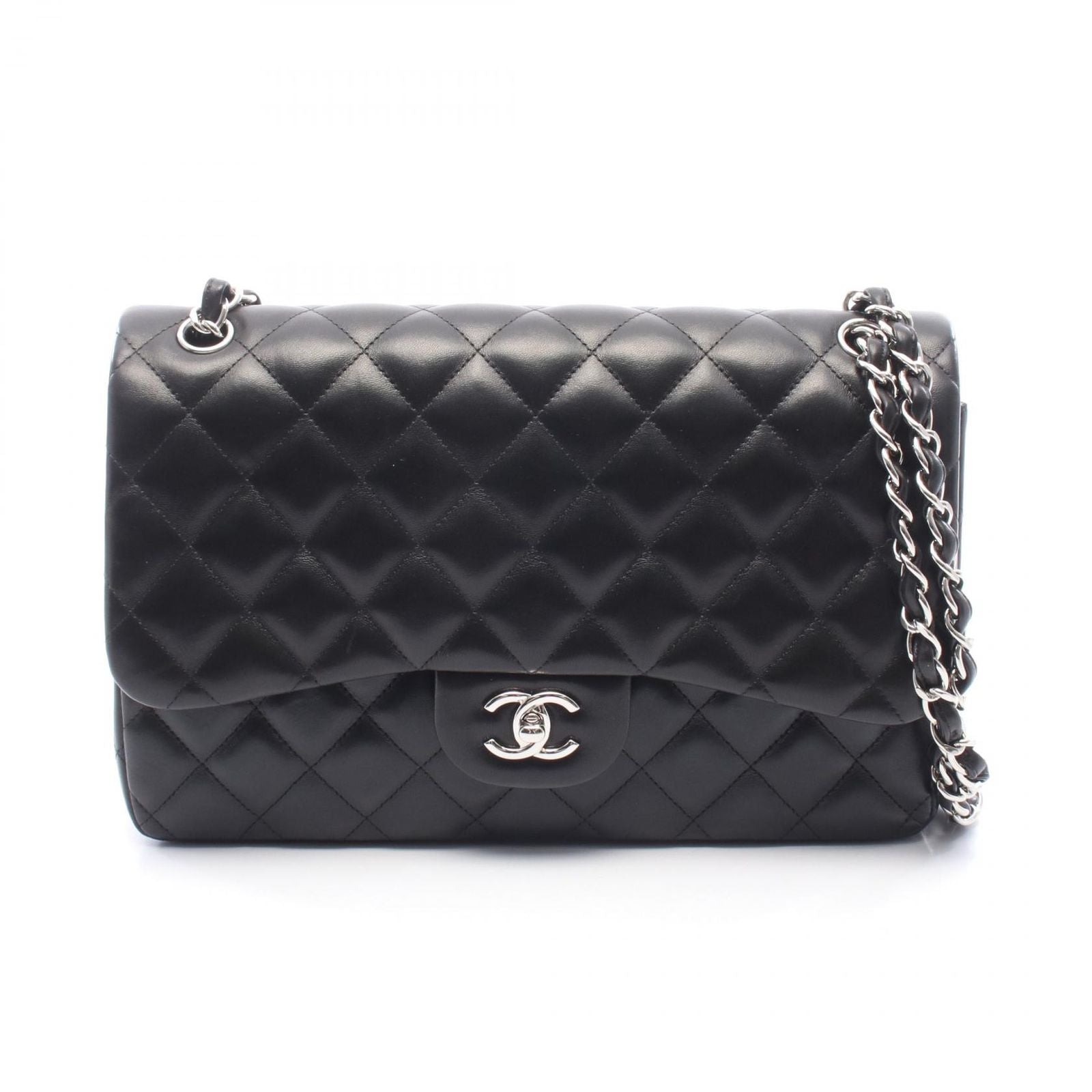 Chanel Shoulder Bag Deca Quilted 30 Classic Large Double Flap Black Lambskin