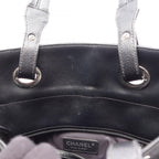 Chanel Tote Paris Biarritz PM Black Canvas Leather PM — view 6