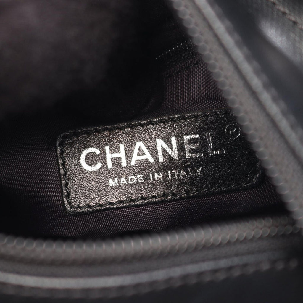 Chanel Tote Paris Biarritz PM Black Canvas Leather PM — view 4