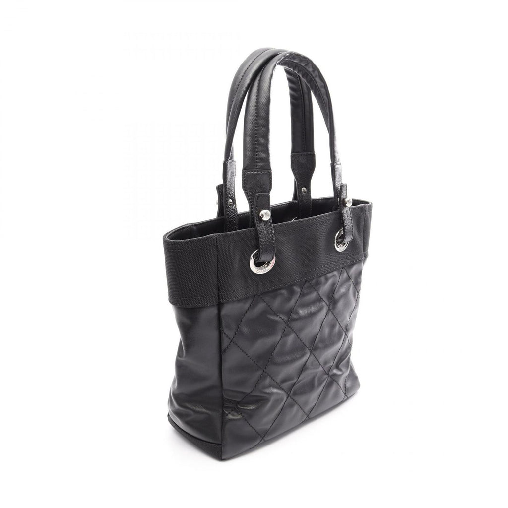 Chanel Tote Paris Biarritz PM Black Canvas Leather PM — view 2
