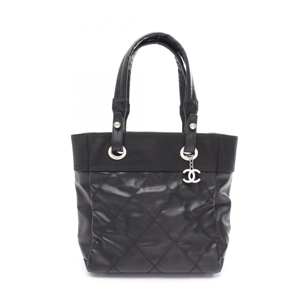 Chanel Tote Paris Biarritz PM Black Canvas Leather PM