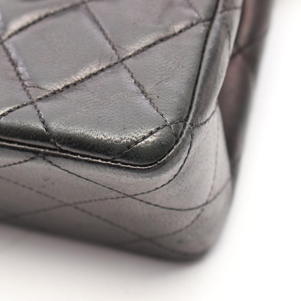 Chanel Shoulder Bag Quilted Double Flap Black Lambskin Chain — view 7