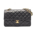 Chanel Shoulder Bag Quilted Double Flap Black Lambskin Chain