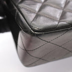 Chanel Shoulder Bag Quilted Double Flap Black Lambskin Chain — view 8