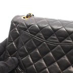 Chanel Shoulder Bag Quilted Double Flap Black Lambskin Chain — view 9