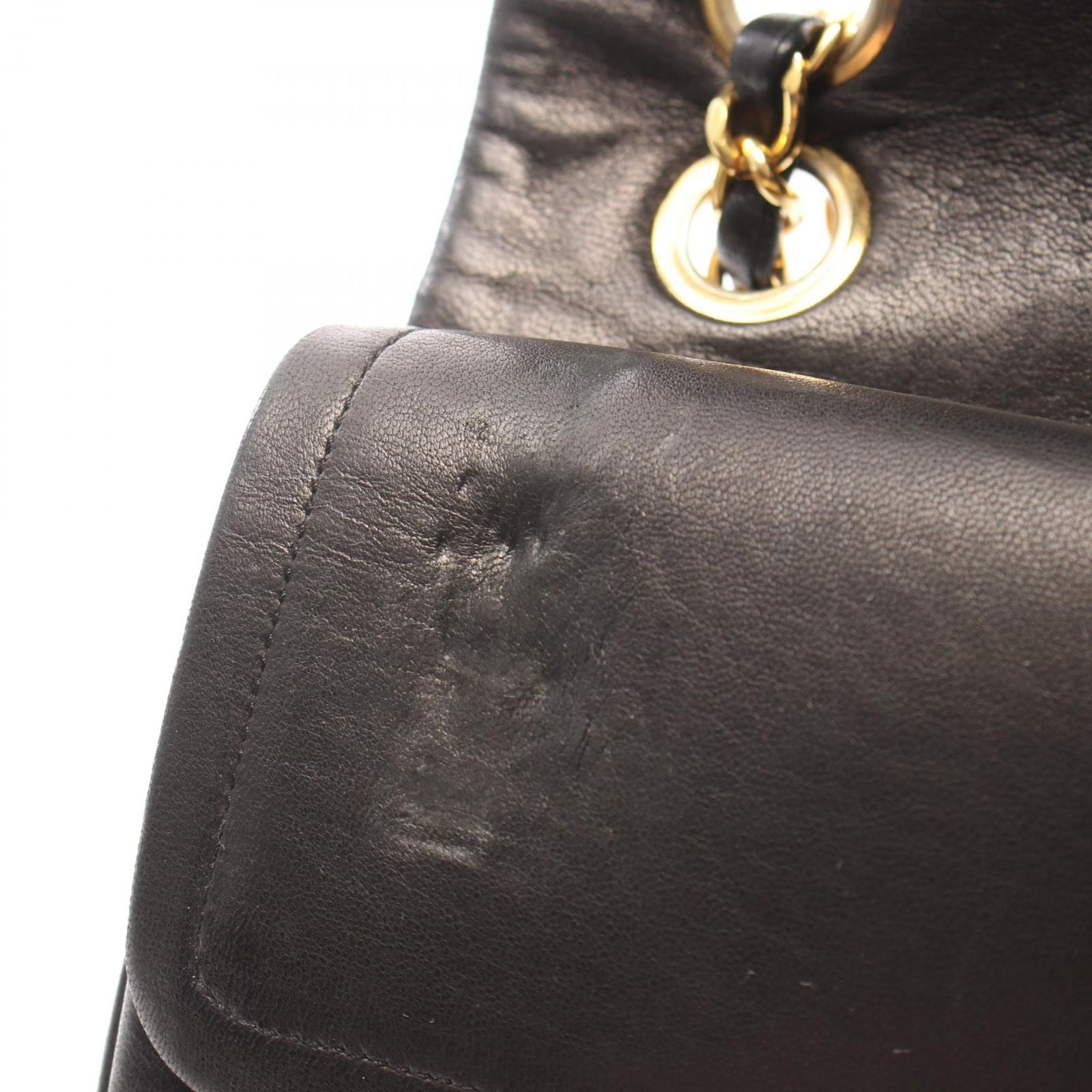 Chanel Shoulder Bag Quilted Double Flap Black Lambskin Chain — view 6