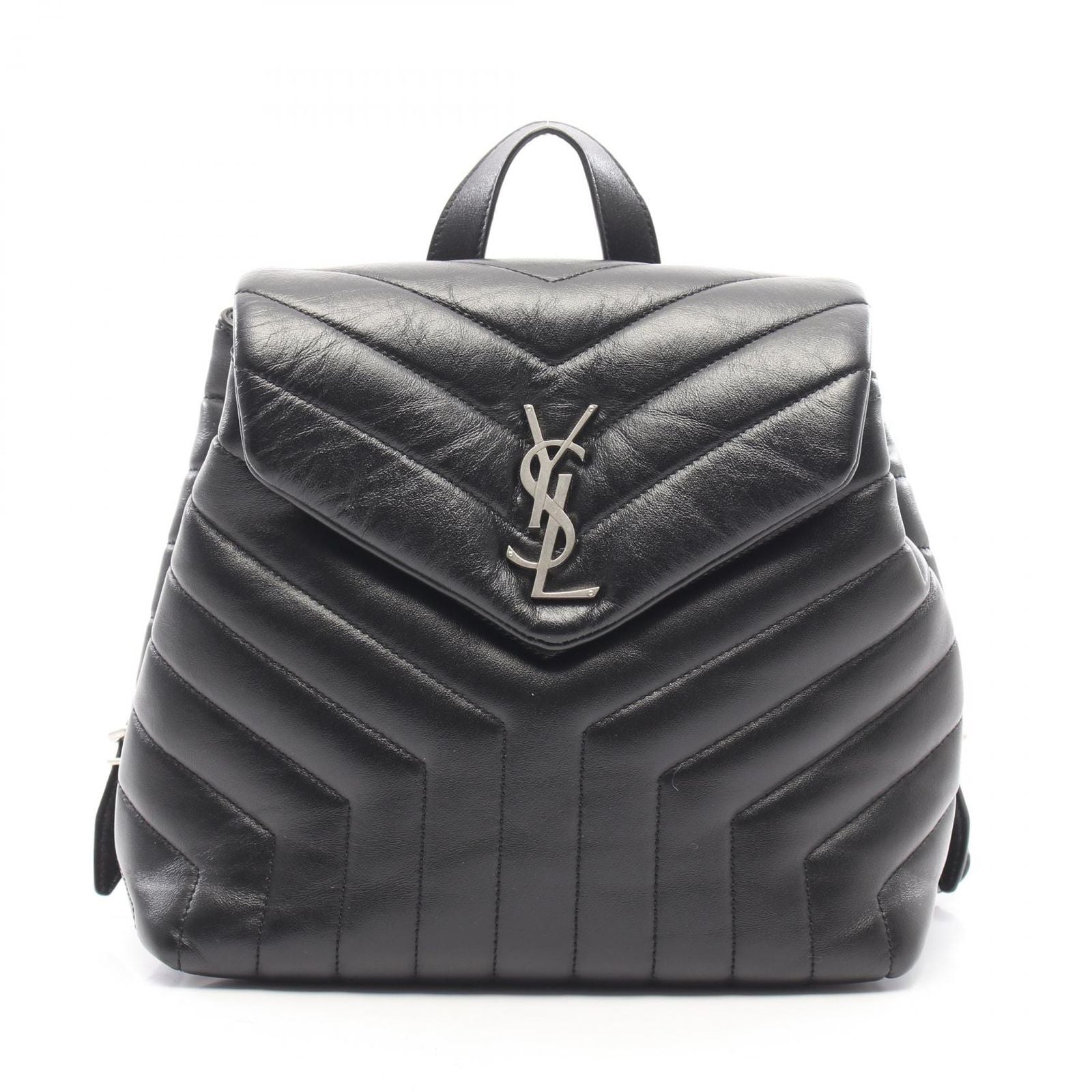 Saint Laurent Paris Backpack Loulou Black Leather Small