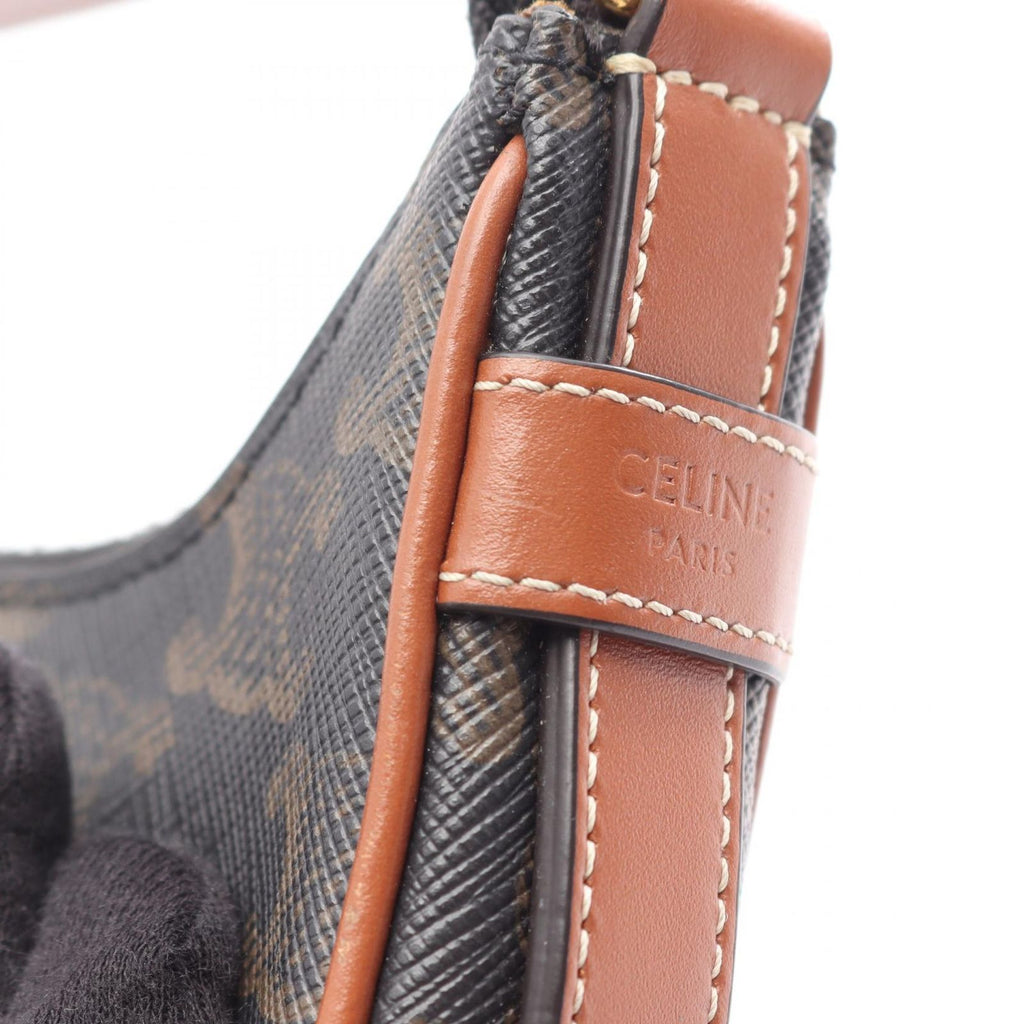 Celine Handbag Ava Mini Ava Triomphe Black Brown Canvas Leather — view 7