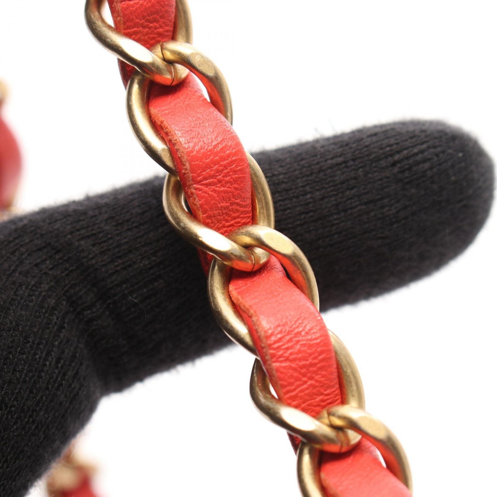 Chanel Shoulder Bag Mini Quilted 20 Red Lambskin Chain — view 8