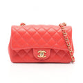 Chanel Shoulder Bag Mini Quilted 20 Red Lambskin Chain