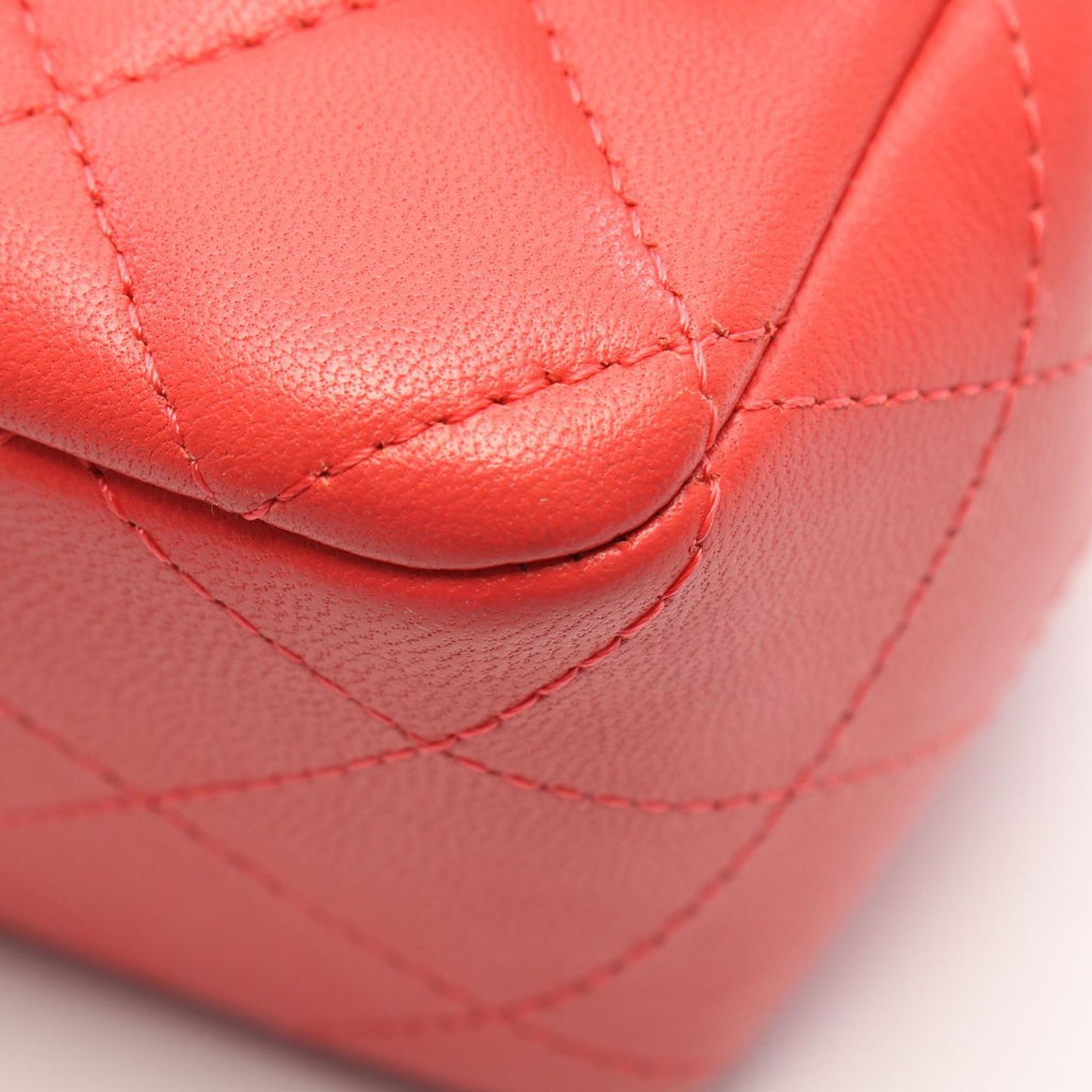 Chanel Shoulder Bag Mini Quilted 20 Red Lambskin Chain — view 6