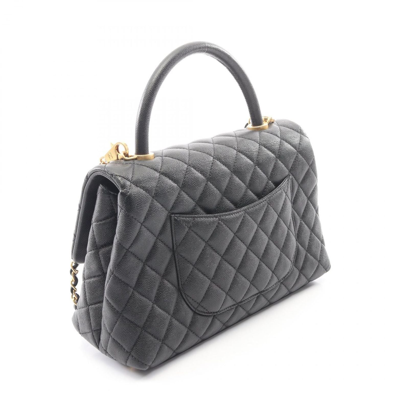 Chanel Handbag Coco Handle 29 Top Flap Bag Quilted 2-Way Black Caviar Leather — view 2