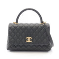 Chanel Handbag Coco Handle 29 Top Flap Bag Quilted 2-Way Black Caviar Leather