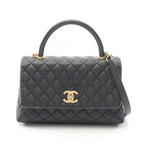 Chanel Handbag Coco Handle 29 Top Flap Bag Quilted 2-Way Black Caviar Leather