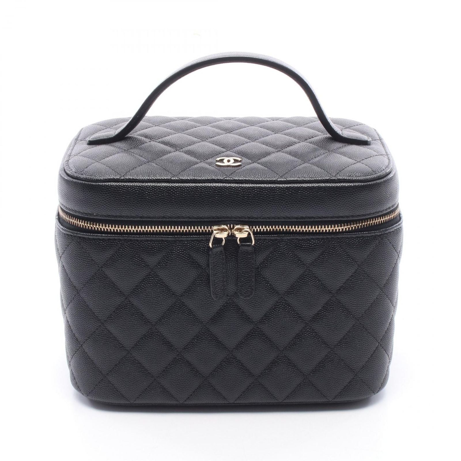 Chanel Handbag Quilted Black Caviar Leather Vanity