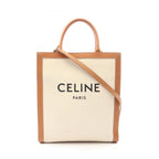 Celine Tote Small Vertical Cover 2-Way Natural Beige Canvas Leather