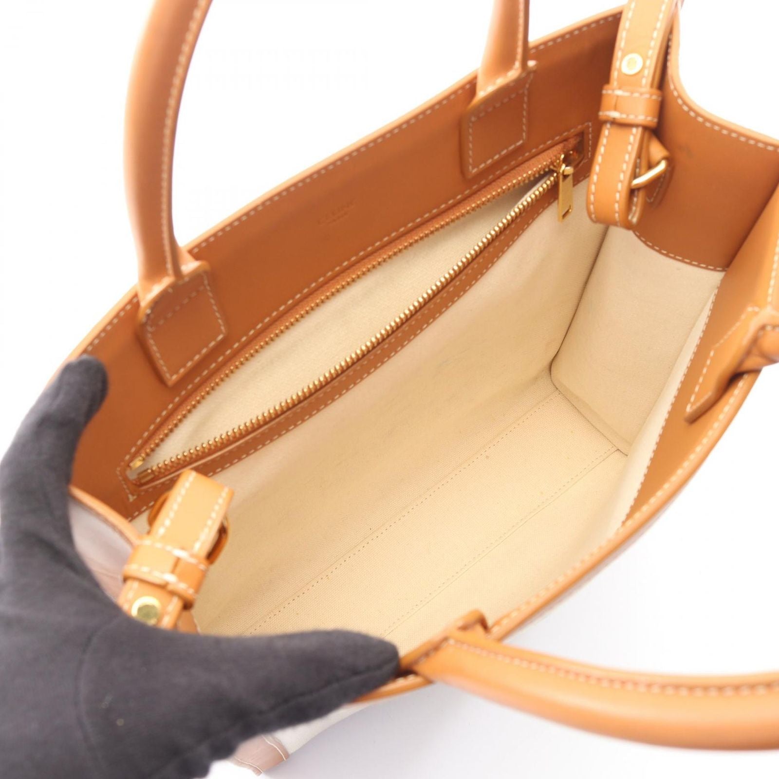 Celine Tote Small Vertical Cover 2-Way Natural Beige Canvas Leather — view 3