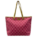 Celine Tote Paris Macadam Pink White Gold Leather