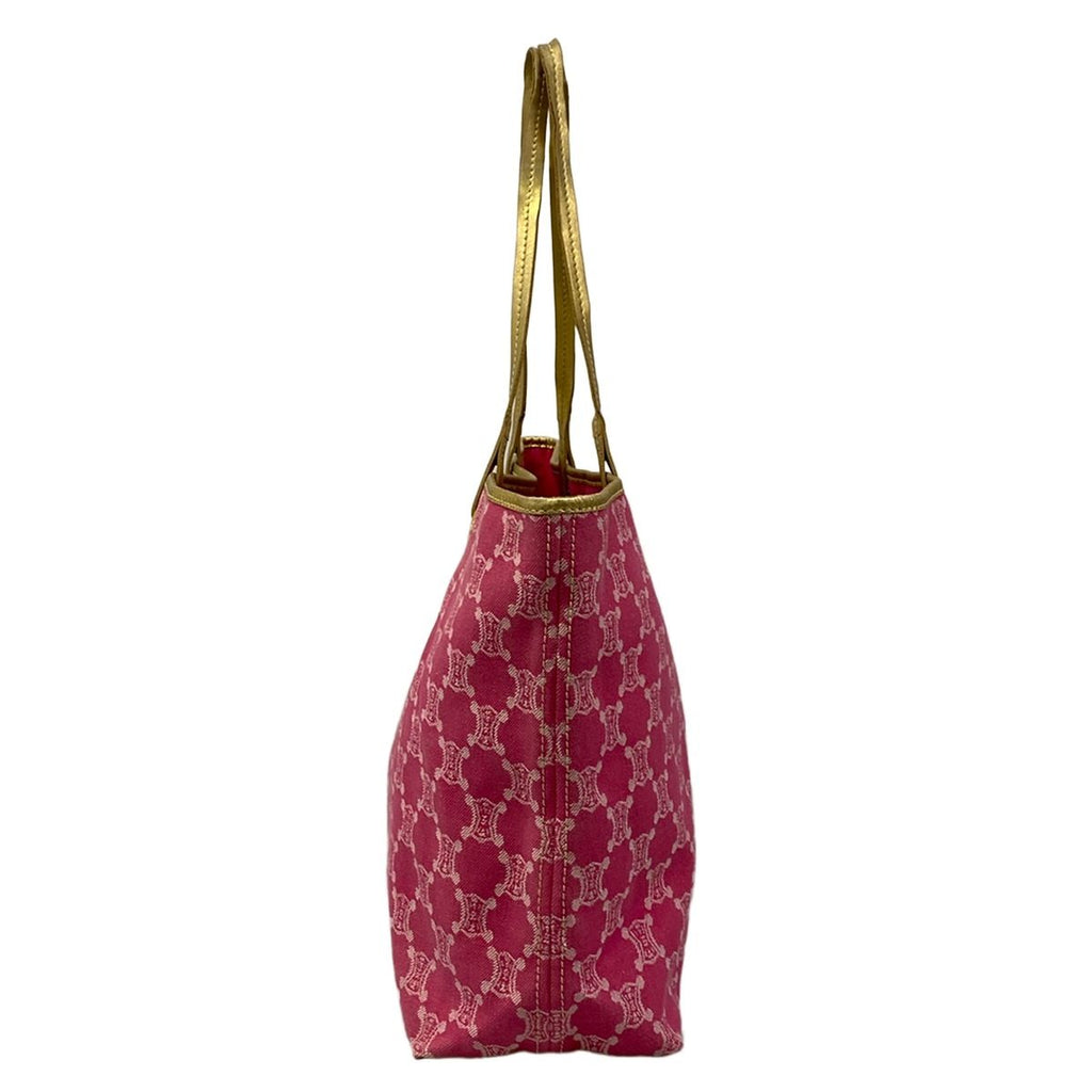 Celine Tote Paris Macadam Pink White Gold Leather — view 2