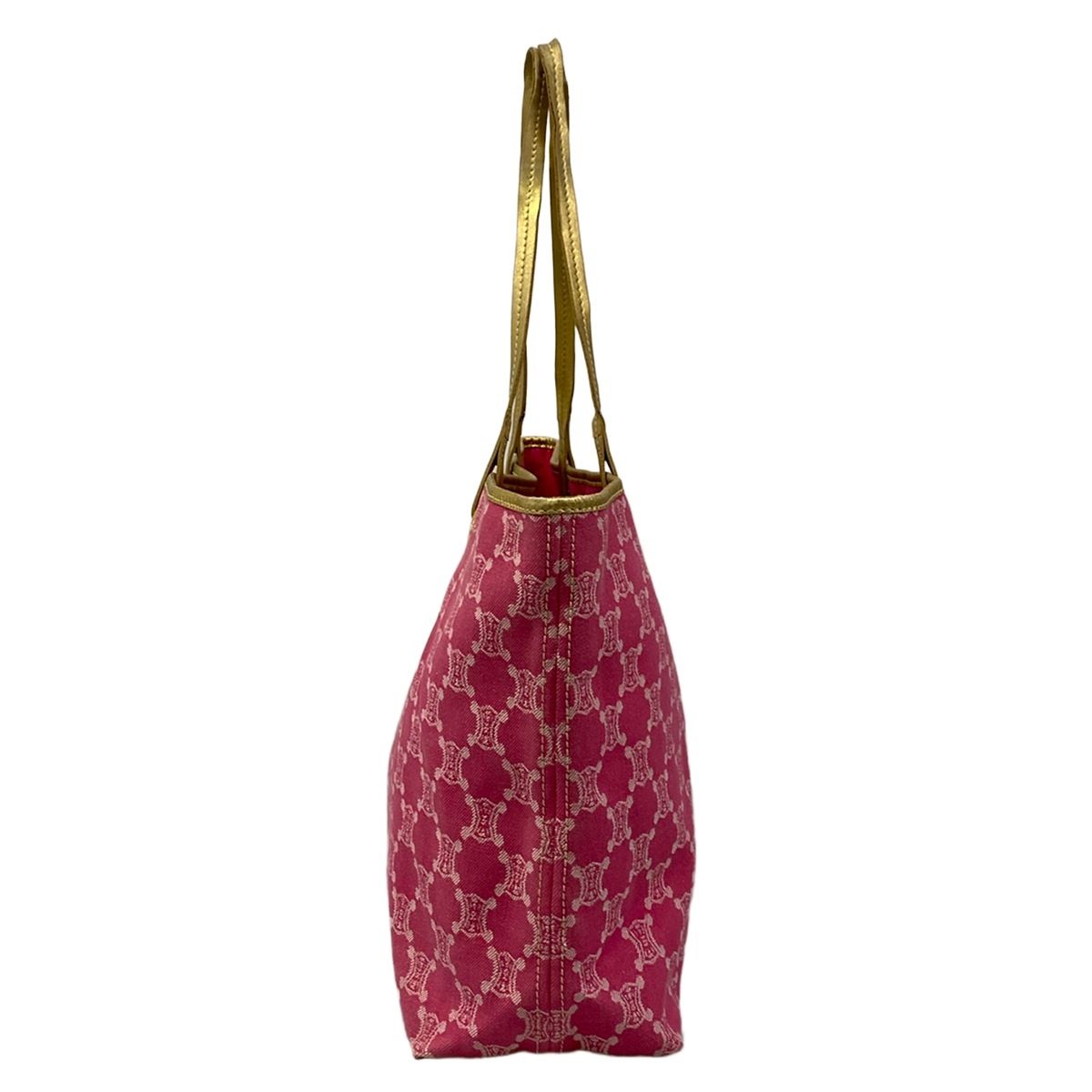 Celine Tote Paris Macadam Pink White Gold Leather — view 2