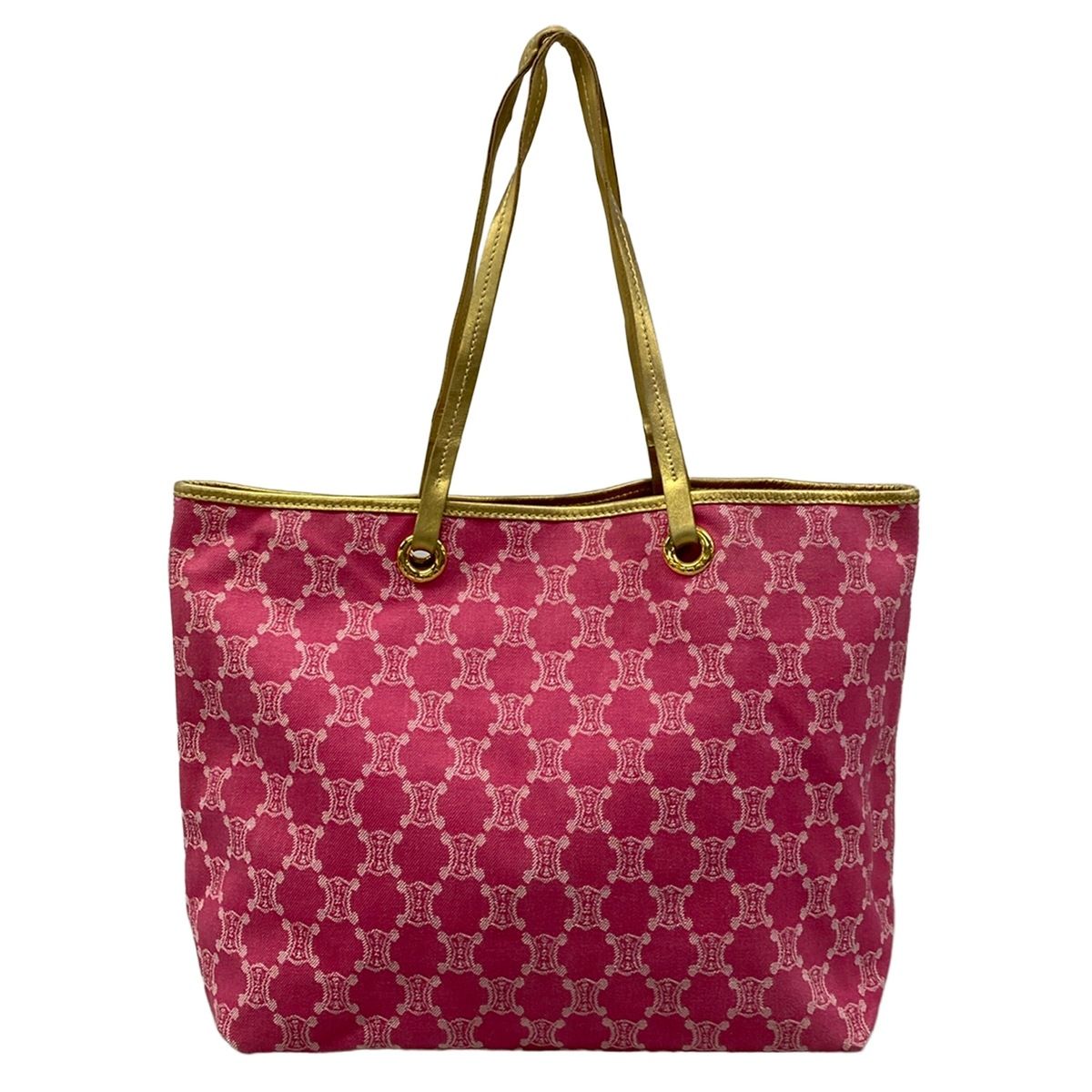 Celine Tote Paris Macadam Pink White Gold Leather — view 3