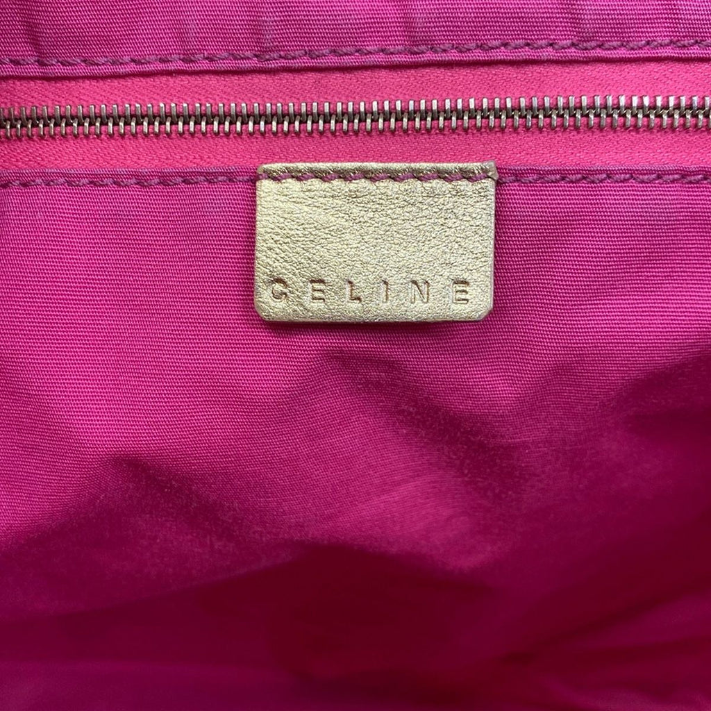 Celine Tote Paris Macadam Pink White Gold Leather — view 8