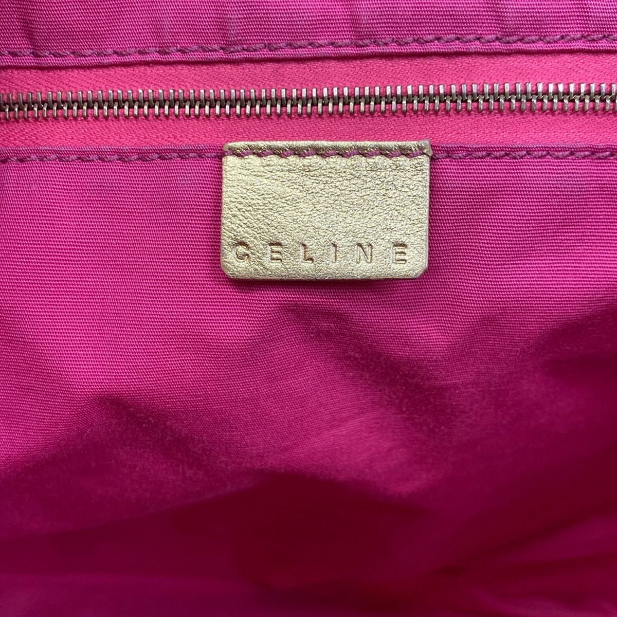 Celine Tote Paris Macadam Pink White Gold Leather — view 8