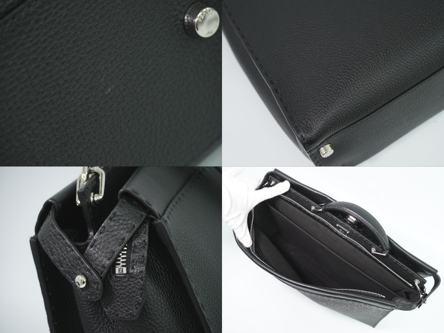 Fendi Peekaboo Selleria Monster Star Eye 2-Way Business Bag Handbag Leather — view 7