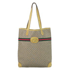 Gucci Vintage Sherry Line Interlocking Micro GG Shoulder Bag Tote Beige