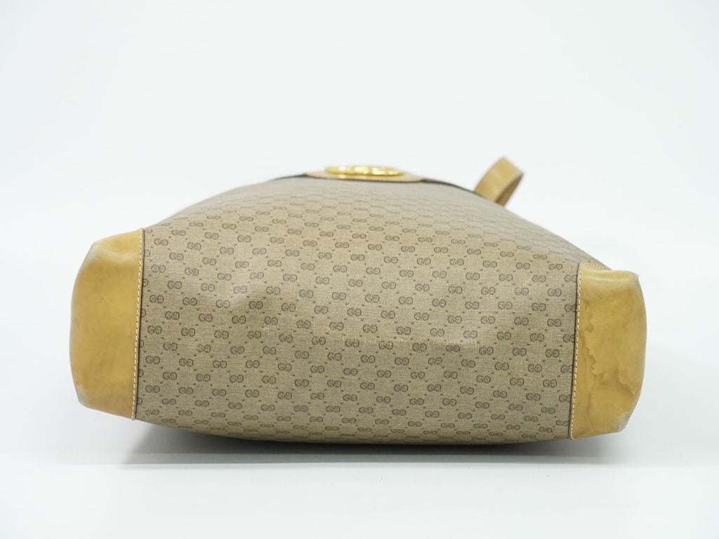 Gucci Vintage Sherry Line Interlocking Micro GG Shoulder Bag Tote Beige — view 3