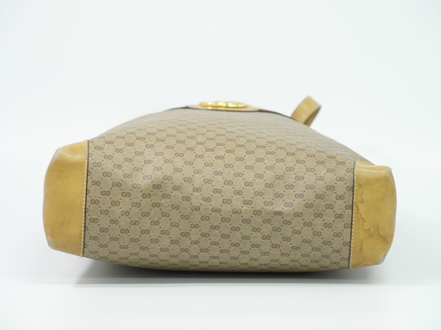 Gucci Vintage Sherry Line Interlocking Micro GG Shoulder Bag Tote Beige — view 3