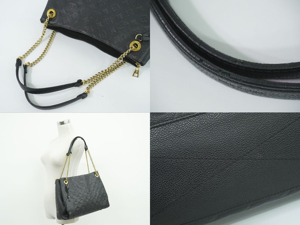Louis Vuitton LV Calf MM Monogram Empreinte Leather Shoulder Bag Tote Noir — view 6