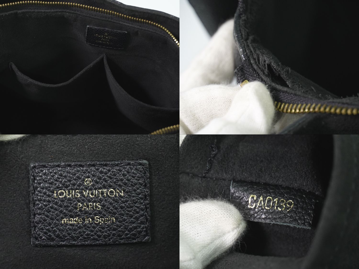 Louis Vuitton LV Calf MM Monogram Empreinte Leather Shoulder Bag Tote Noir — view 9