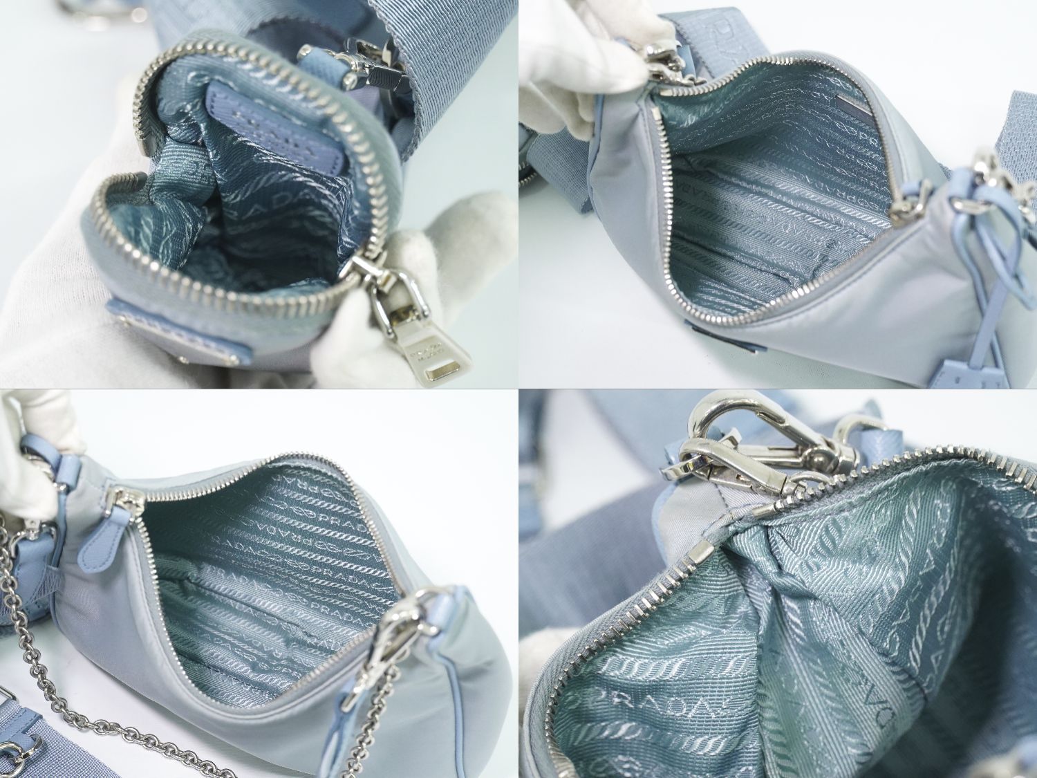 Prada Re Edition 2-Way Shoulder Bag Pochette Nylon Light Blue — view 8