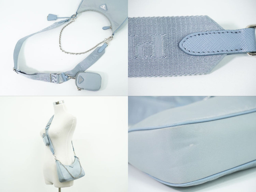 Prada Re Edition 2-Way Shoulder Bag Pochette Nylon Light Blue — view 6