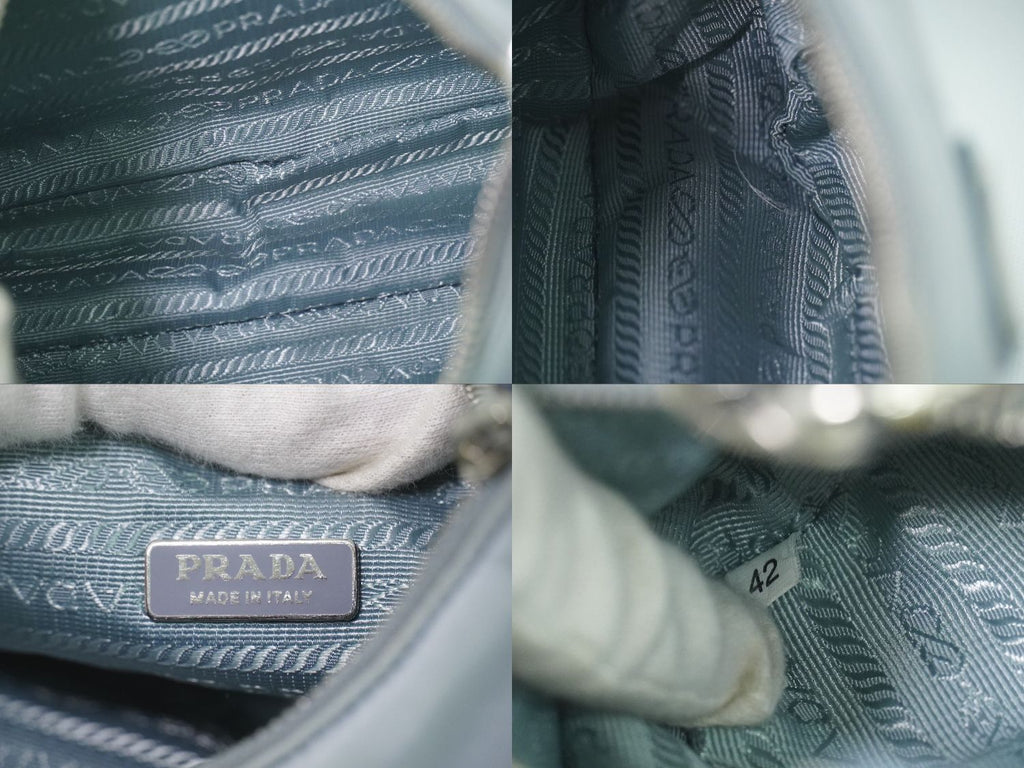 Prada Re Edition 2-Way Shoulder Bag Pochette Nylon Light Blue — view 9