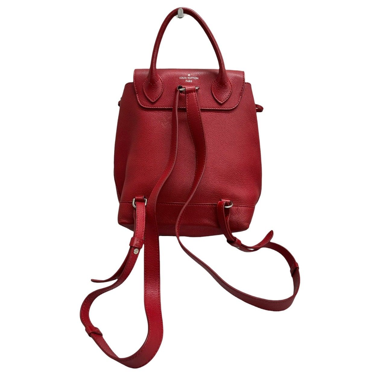 Louis Vuitton Lockme Red Ruby Silver Leather Backpack — view 2